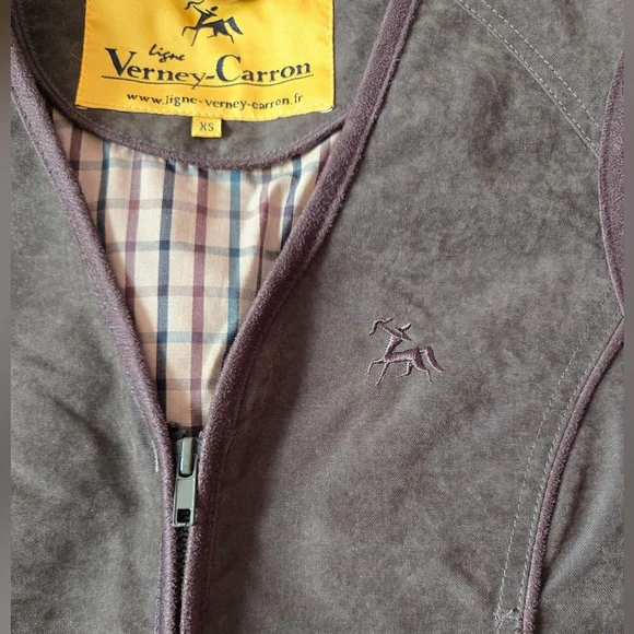 Sleeveless utility jacket vest, olive/military green with brown details, XS - Picture 3 of 16